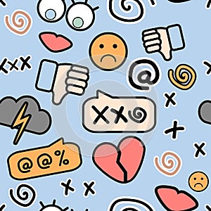 Pattern with cyberbullying stickers